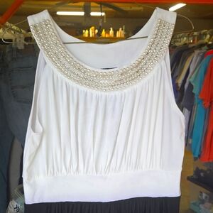 Haani White Sleeveless Blouse with Pearl Details